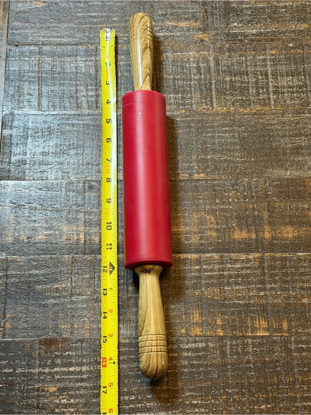 Red Silicone Rolling Pin with Wooden Handles - Home Accents